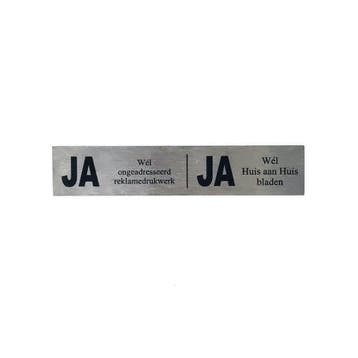 JA|JA reclamebordje 12,5x2,5 cm. - RVS, Verzenden, Nieuw
