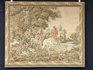 Gobelin Wandteppich - Reiter mit Jagdszene im Barock Stil -
