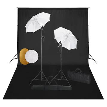 vidaXL Fotostudioset met lampen, paraplus, achtergrond en, Verzenden, Nieuw