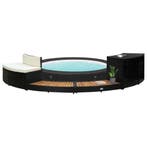 vidaXL Spa-ombouw poly rattan en massief acaciahout zwart, Verzenden, Nieuw