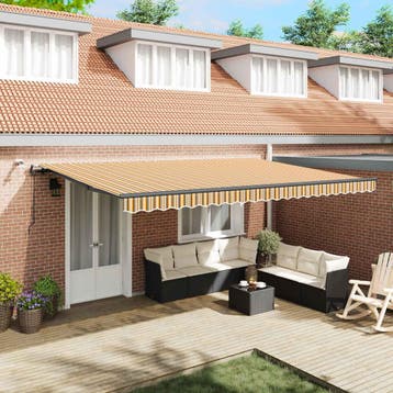 vidaXL Uitschuifbare luifel Meerkleurig 500 × 300 cm, Verzenden, Nieuw