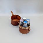 Set of 4 Enameled - Parfumfles - .925 zilver, Antiek en Kunst