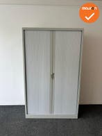 Roldeurkast - 198x122x45cm - Beige met witgrijze deuren - 3, Werkplek, Ophalen of Verzenden, Gebruikt, Kast