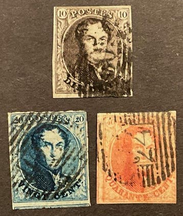 België 1849/1850 - Leopold 1 : Medaillon met watermerk in, Gestempeld