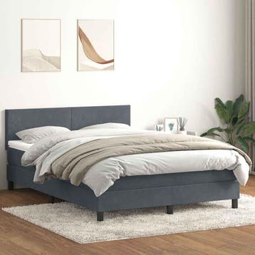 vidaXL Boxspring met matras fluweel donkergrijs 160x210 cm, Verzenden, Nieuw, Tweepersoons, Stof