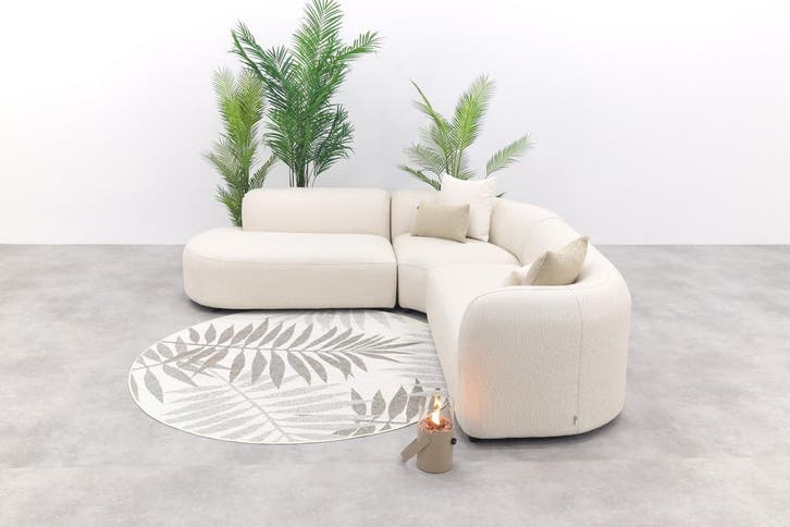 Madeira ronde hoekbank rechts - Naturel Sunbrella, Tuin en Terras, Tuinsets en Loungesets, Nieuw, Overige materialen, Verzenden