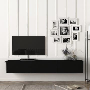[en.casa] Tv-meubel Vihti zwevend 180x31x29,5 cm zwart, Verzenden, Nieuw