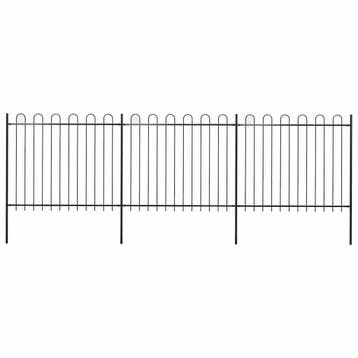 vidaXL Tuinhek met ringtop staal 504x150 cm zwart, Verzenden, Nieuw, IJzer