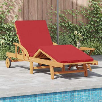 vidaXL Ligstoel 2 st Massief Acaciahout Rood, Verzenden, Nieuw