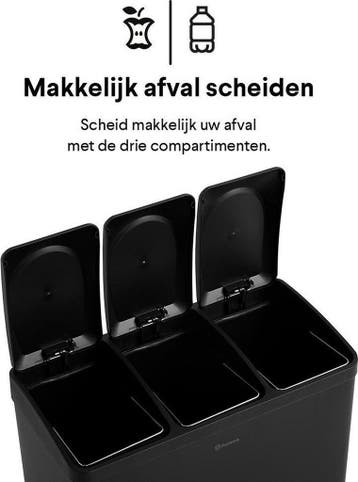 2dekans | Homra Maxer Prullenbak Met 3 Vakken - 60L (3x20L), Ophalen of Verzenden, Zo goed als nieuw