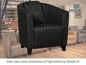 Leren fauteuil Press Special - Massif Nero (zwart) - Poten, Huis en Inrichting, Fauteuils, Nieuw, Ophalen of Verzenden, Eigentijds, Klassiek, Retro, Romantisch, Vintage