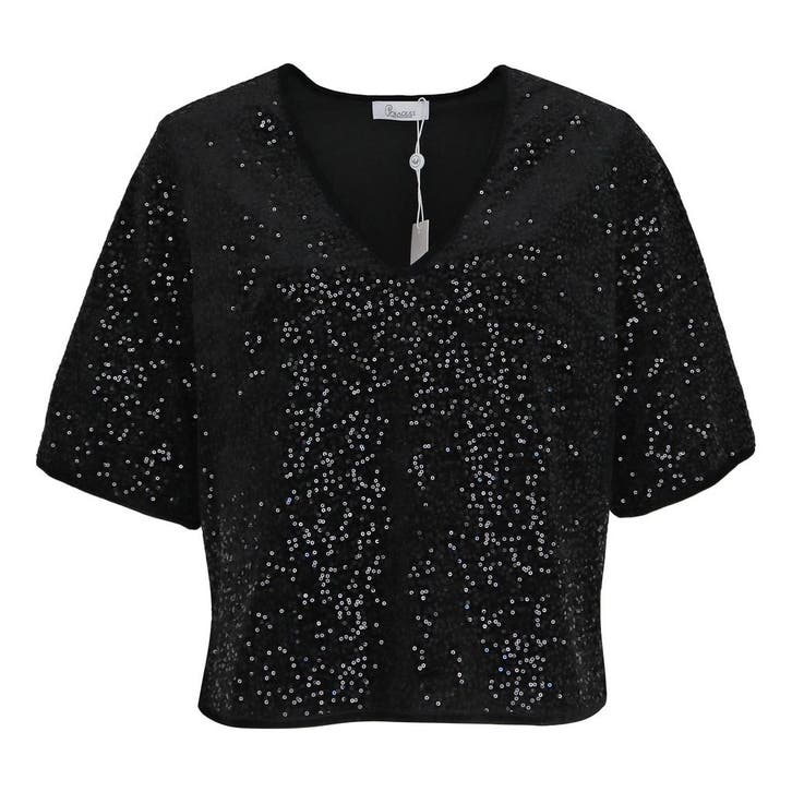 Princess goes Hollywood • fluwelen pailletten shirt • 36, Kleding | Dames, Tops, Zwart, Nieuw, Maat 36 (S), Verzenden