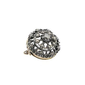 Antiek gouden broche met diamanten ca. 0,27 ct., Gebruikt, Ophalen of Verzenden, Met edelsteen, Zilver