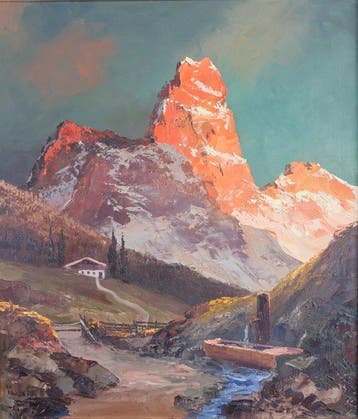 Hans Kaluske (1915-?) - Alpenglühen, Cima della Pala,, Antiek en Kunst