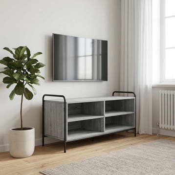 vidaXL Tv-meubel 140 x 39,5 x 50 cm Grijs Sonoma Bewerkt, Huis en Inrichting, Minder dan 50 cm, Verzenden, Nieuw, Minder dan 100 cm