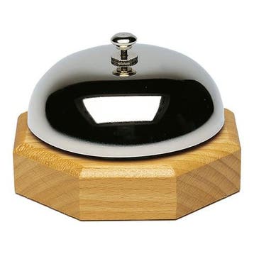 Receptiebel | Verchroomd | Houten Voet | Ø90x60(h)mm, Verzenden, Nieuw in verpakking