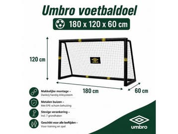 Umbro Voetbaldoel - Voetbal Goal 180 x 120 x 60 cm -, Verzenden, Zo goed als nieuw