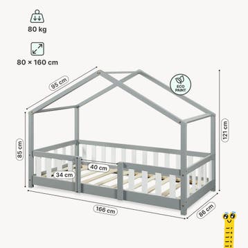 Kinderbed Treviolo met uitvalbeveiliging en matras 80x160 li, Verzenden, Nieuw