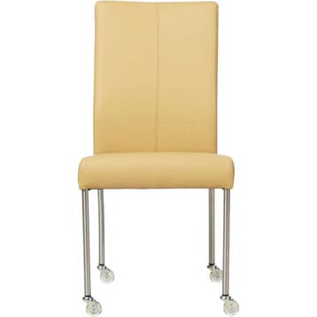 Set van 6 Leren eetkamerstoelen Comfort met wieltjes -, Huis en Inrichting, Stoelen, Ophalen of Verzenden, Nieuw, Leer