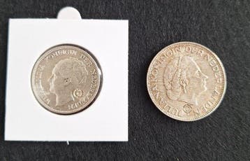 Nederland. Wilhelmina. Gulden 1929 & 1966 met klop (Zonder