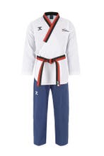 JCalicu poomsae taekwondopak | WT | Wit / Blauw (Maat: 160), Verzenden, Nieuw, Taekwondo, Vechtsportpak