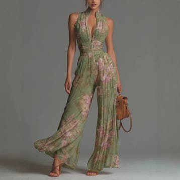 Chiffon Jumpsuit Dames - Elegante Mouwloze Palazzo Broek met, Verzenden, Nieuw