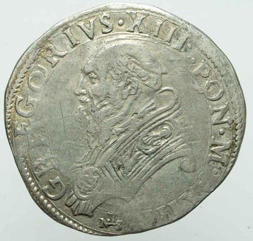 Italië, Pauselijke Staat Gregorio XIII. Testone 1585