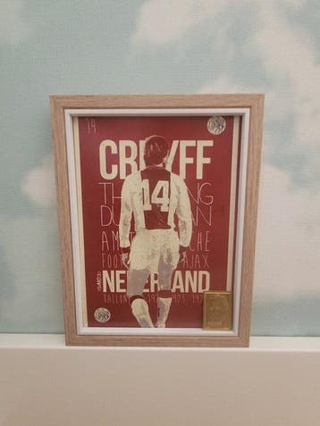 24 kt gouden zegel Johan Cruyff + Schilderij Johan Cruyff, Nieuw