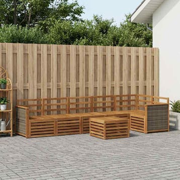 vidaXL Hoekbank Set 6 pcs Naturel Massief Acaciahout, Verzenden, Nieuw