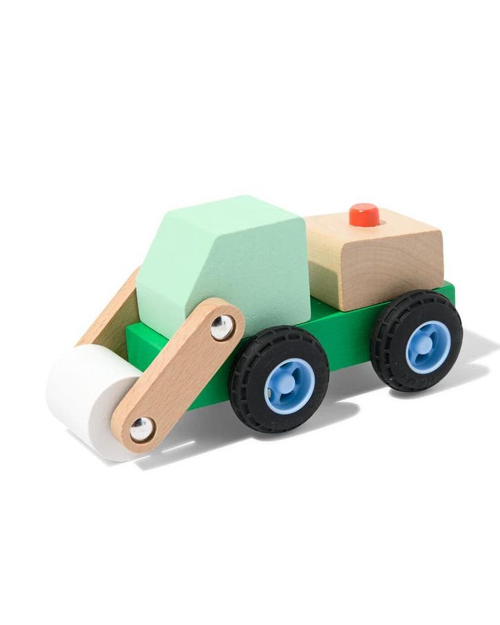 HEMA Bulldozer 16x8x7.5cm hout, Kinderen en Baby's, Speelgoed | Speelgoedvoertuigen, Nieuw, Verzenden