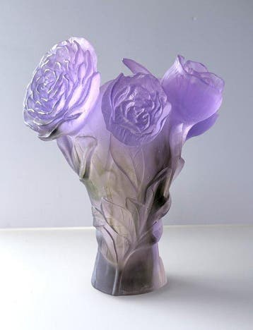 Daum - Vaas - Pioen (Hoogte 22 cm) - Kristal