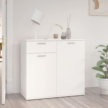 vidaXL Dressoir 80x36x75 cm bewerkt hout wit, Verzenden, Nieuw, Overige houtsoorten, Minder dan 50 cm