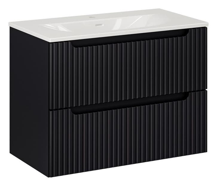 Badkamermeubel Nova 80 cm – Mat Zwart – Hangend Badmeubel, Huis en Inrichting, Badkamer | Badkamermeubels, Nieuw, Wastafelkast