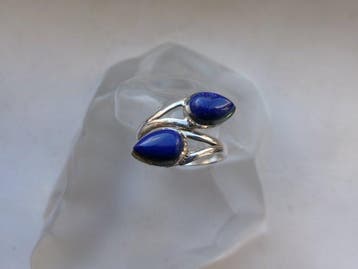 Zilver, lapis lazuli - Ring - Art Deco-stijl