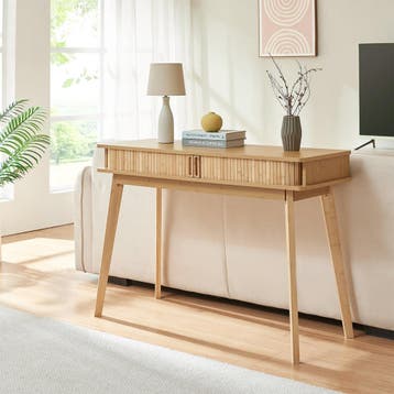 Consoletafel Tysvær bamboe 110x40x78 cm naturel [en.casa], Huis en Inrichting, Tafels | Sidetables, Verzenden, Nieuw