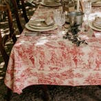 AA145 - Tafelkleed Toile de Jouy Bordeaux 100% katoen -