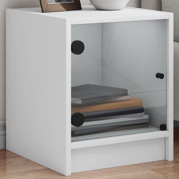 vidaXL Nachtkastjes met glazen deuren 2 st 35x37x42 cm wit, Minder dan 45 cm, Verzenden, Nieuw, Minder dan 55 cm