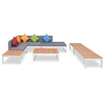 vidaXL 5-delige Loungeset met kussens aluminium en HKC, 5 zitplaatsen, Verzenden, Loungeset, Nieuw