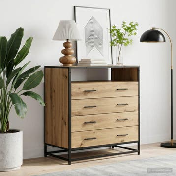 vidaXL Ladenkast 4-Lade Artisanaal eiken 70 x 41 x 83,5 cm, Verzenden, Nieuw