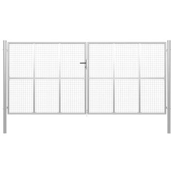 vidaXL Tuinpoort gegalvaniseerd staal 400x200 cm zilver, Verzenden, Nieuw