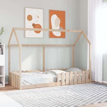 vidaXL Bedhuis massief grenenhout 80x200 cm, Eenpersoons, Bruin, Verzenden, Nieuw