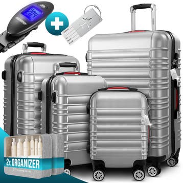 Reiskoffers 4-delige Zilver ABS accessoires (Recreatie), Verzenden, Nieuw