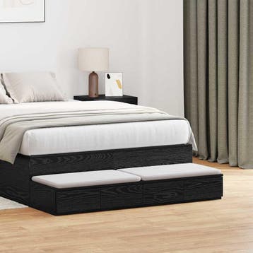 vidaXL Bedlades Zwart Eiken 120 x 36,5 x 16,5 cm Bewerkt, Verzenden, Nieuw, Hout, Minder dan 45 cm