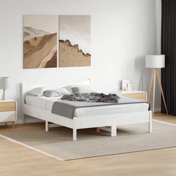 vidaXL Bedframe zonder matras massief grenenhout wit 120x200, Verzenden, Wit, Nieuw, Twijfelaar