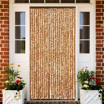 vidaXL Vliegengordijn 100x220 cm chenille oker en wit, Verzenden, Nieuw