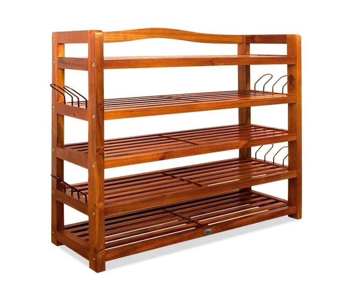 Monzana Schoenenrek - gemaakt - van - Acaciahout - extra..., Huis en Inrichting, Kasten | Boekenkasten, Nieuw, Verzenden