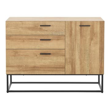Sideboard Lavangen commode 75x100x35 cm eikenkleurig en zwar, Verzenden, Nieuw