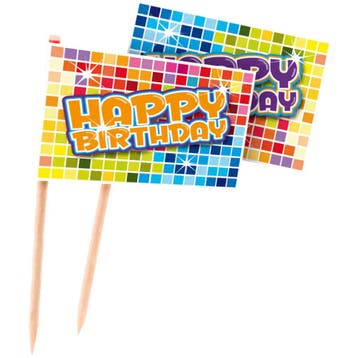 Feestprikkers Happy Birthday Blocks (24st), Ophalen of Verzenden, Nieuw