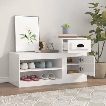 vidaXL Schoenenkast 100x42x60 cm bewerkt hout hoogglans wit, Verzenden, Nieuw