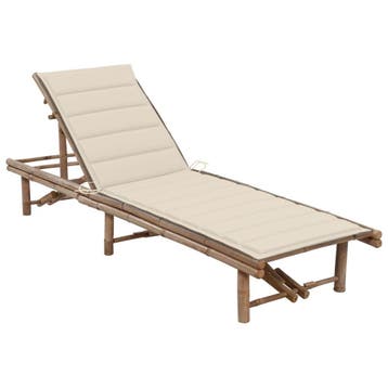 vidaXL Ligbed met kussen bamboe, Tuin en Terras, Ligbedden, Verzenden, Nieuw